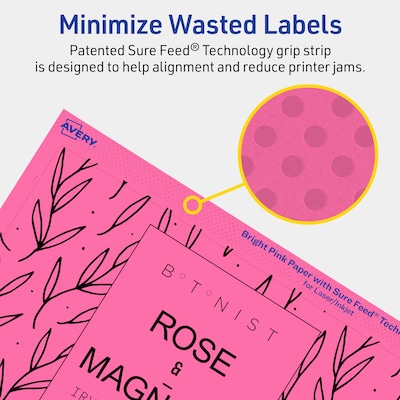 Avery Rectangle Laser/Inkjet Multipurpose Labels, 4.75" x 7.75", Bright Pink (160/Box)