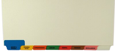 Tabbies Bottom Tab Patient Chart Index Divider Set, 8-Tab, Ivory, 40/Box (54500)