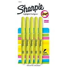 Sharpie Pocket Stick Highlighter, Chisel Tip, Fluorescent Yellow, 5/Pack (1908050)