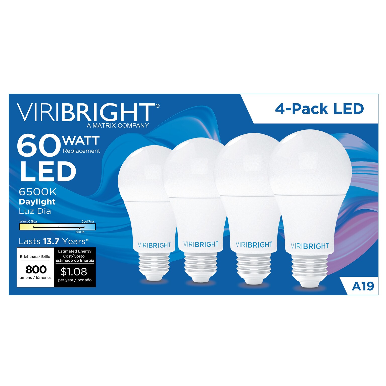 Viribright 9 Watts Daylight LED Household Bulb, 4/Pack (640340)