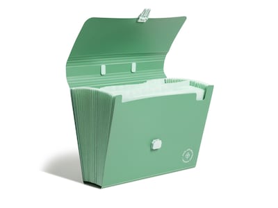 U Brands U-Eco Polypropylene Expandable File, 26-Pocket, Letter Size, Green (6491T02-06)