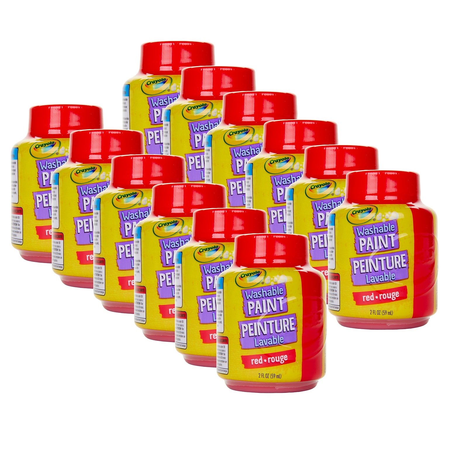 Crayola Washable Kids Paint, Red, 2 oz., 12/Bundle (BIN542838-12)