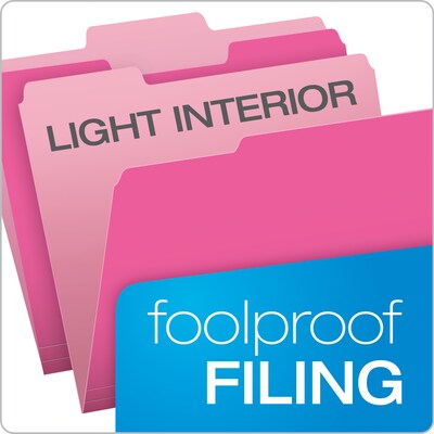 Pendaflex Recycled File Folder, 1/3-Cut Tab, Letter Size, Pink, 100/Box (42101/3PIN)
