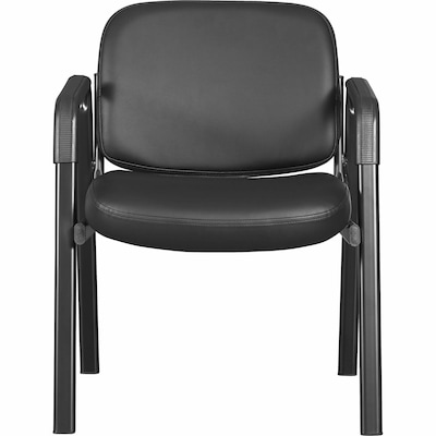 Lorell Deluxe Leather 4-Leg Guest Chair, Black (LLR84594)