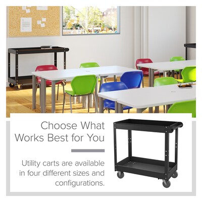 Hirsh 2 Shelf Ready-To-Assemble Steel Utility Cart, 30" x 16", Black (22639)