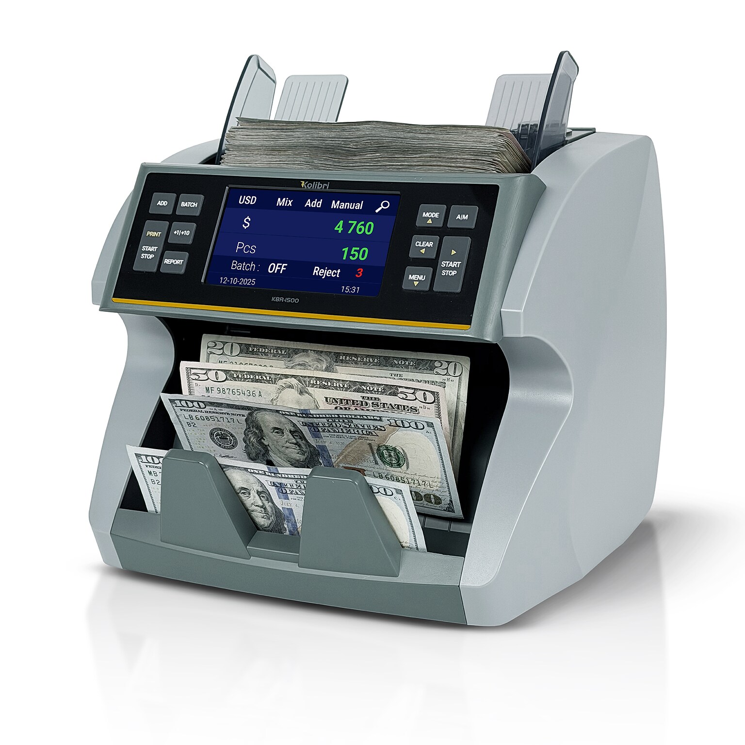 Kolibri KBR-1500 V2 Bill Counter, Gray (KBR-1500 V2)