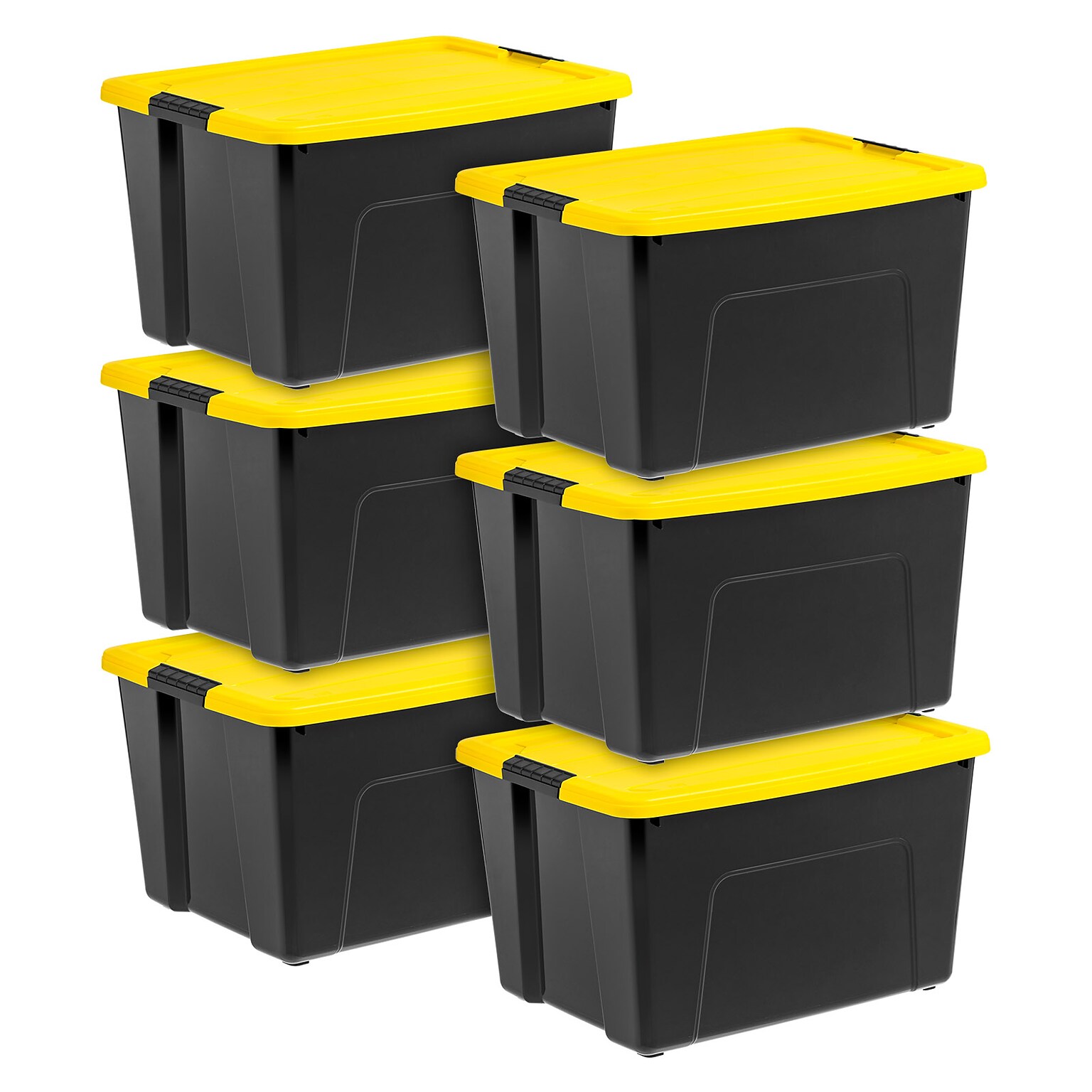 Iris 60 Quart Storage Container with Lid, Plastic, Yellow, 6/Pack (500277)