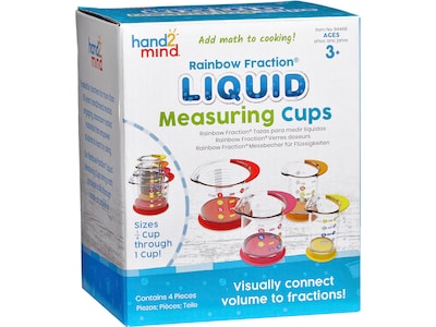 hand2mind Rainbow Fraction Liquid Measuring Cups, 6/Set (94468)