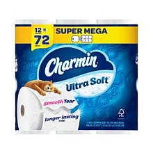 Charmin Ultra Soft Super Mega Toilet Paper, 2-Ply, White, 336 Sheets/Roll, 12 Rolls/Pack (08471)