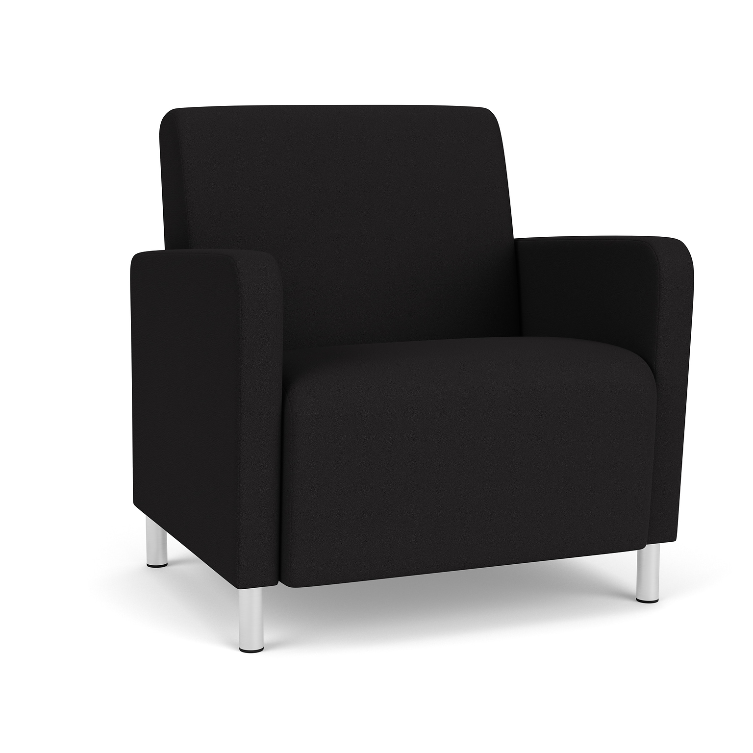 Lesro Ravenna Fabric Guest Chair, Open House Black/Brushed Steel (RV1201.FBS-01OHBK)