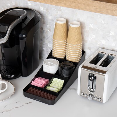 Mind Reader Plastic 7 Compartment Coffee Cup and Condiment Organizer, Black (COMP7-BLK)