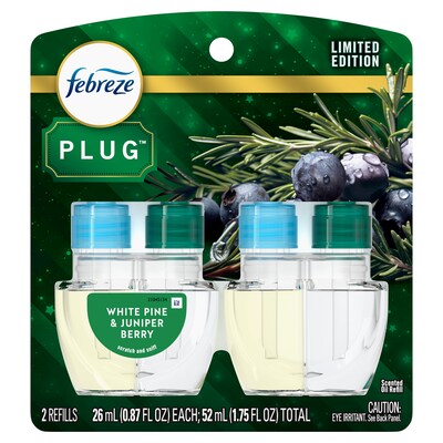 Febreze Plug Air Freshener Scented Oil Refill, White Pine & Berry, 0.87 oz., 2/Pack (03424)