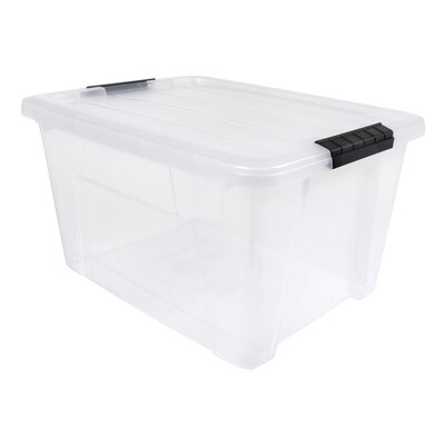 Iris 32 Quart Storage Container with Lid, Plastic, Clear, 4/Pack (500297)