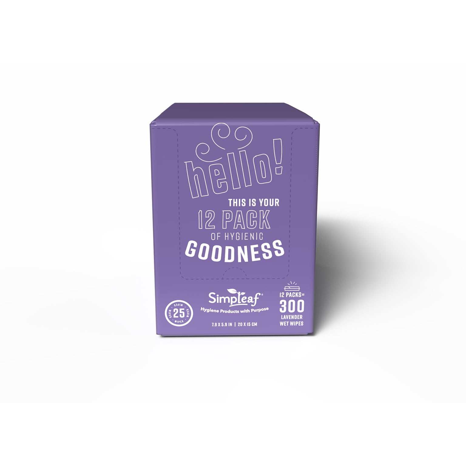 Simpleaf Lavender Scented Flushable Wipes, 25 Single Wipes/Pack, 12 Packs/Box (S-003-12pack)