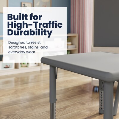 Flash Furniture Wren Square Activity Table, 24" x 24", Height Adjustable, Soft Gray (YUYCX0022SQRSGY)