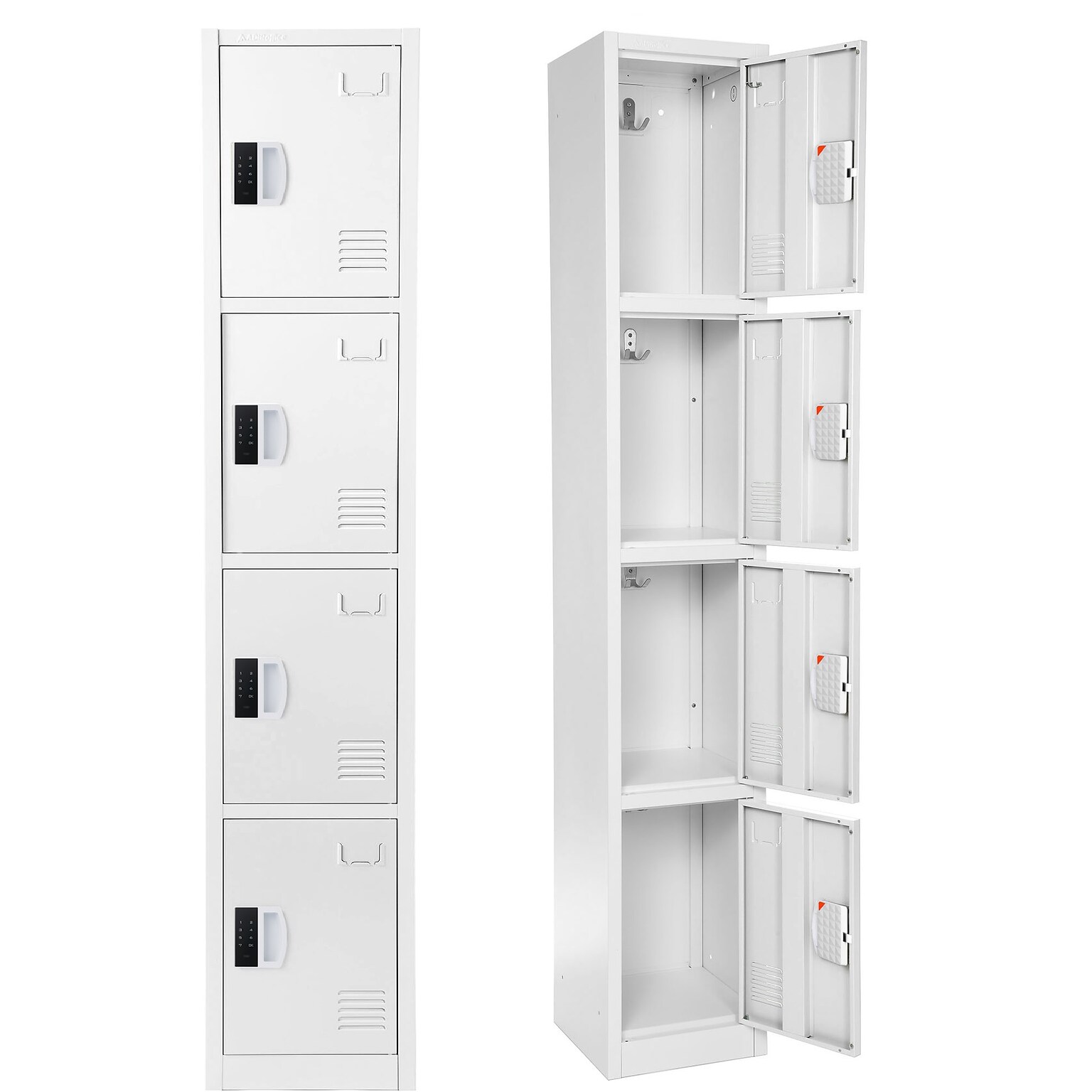 AdirOffice 72H 4-Tier White Storage Locker (ADI629-204-WHI-DL)