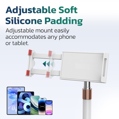 Purely Height Adjustable Phone and Tablet Stand with 360-Degree Rotating Base, White (PPSH119WH)