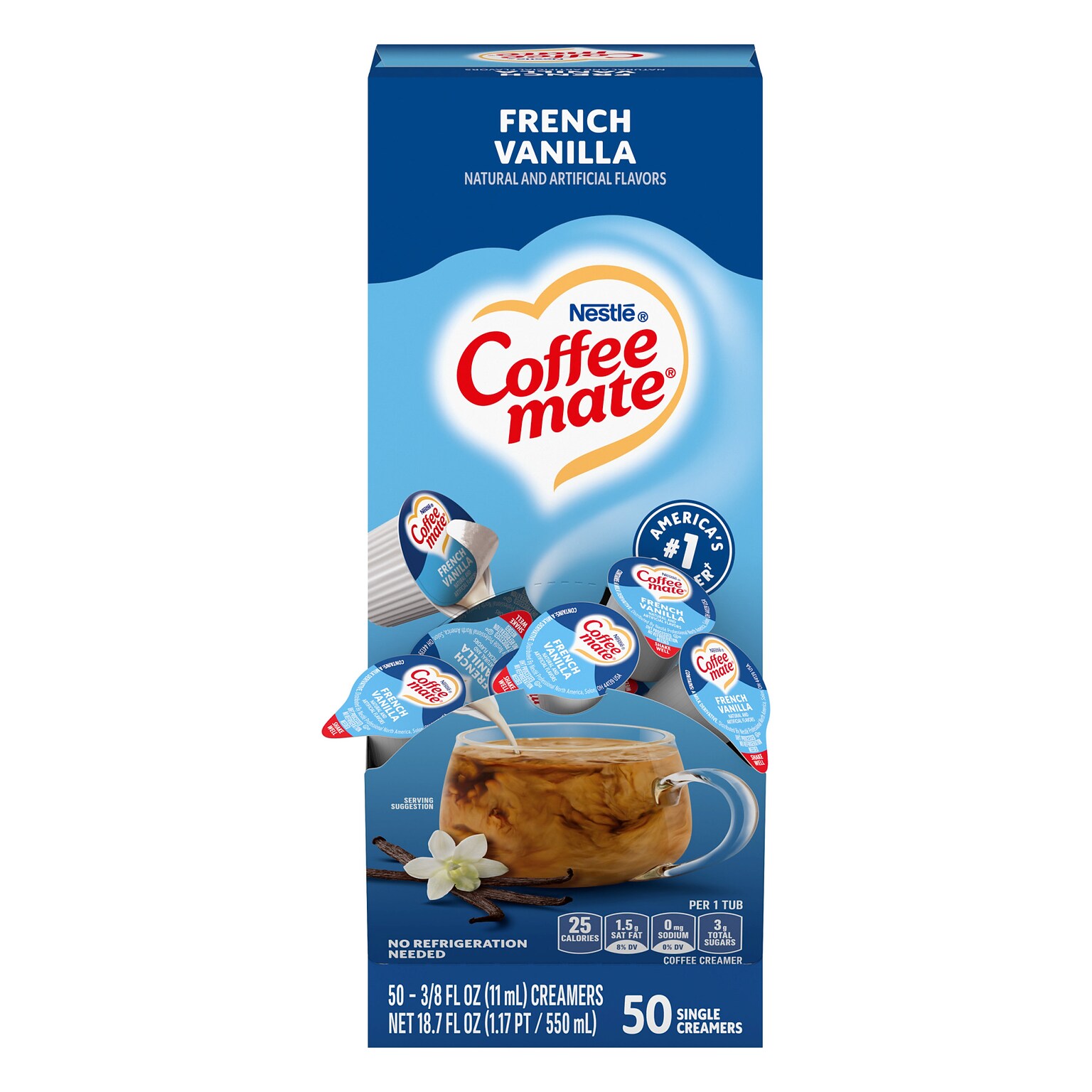 Coffee mate Singles French Vanilla Liquid Creamer, 0.38 oz., 50/Box (NES35170)