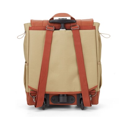 Francine Collections 15" Laptop Rolling Wheels Up Backpack, Tan (BKBUDGRL_SM-OLI)