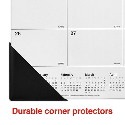 2025 Staples 22" x 17" Desk Pad Calendar, Unlined, Black/White (ST58448-25)