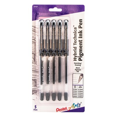 Pentel Arts Hybrid Technica Gel Pen, Black Ink, 2/Pack (PTAKN10BP5A-2)