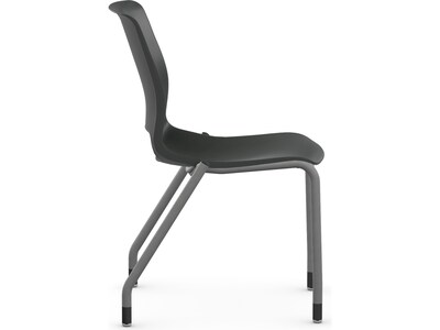 HON Motivate Plastic Stacking Chair, Armless, Onyx/Platinum, 2/Set (HMG1.N.E.ON.PLAT)