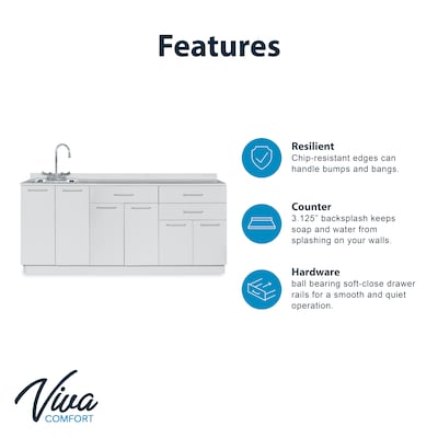 Viva Comfort 36'' H x 72" W Medical Cabinet with Left Sink and 72" W Wall Cabinet, 6 Doors, 3 Drawers (90272LS-GRY-WAL)