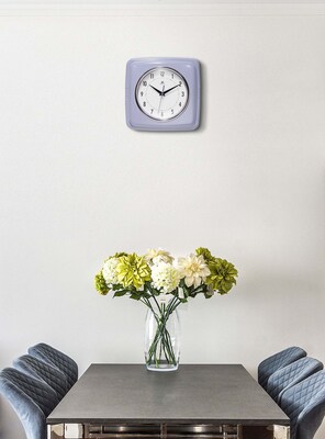 Infinity Instruments Square Retro Lilac Wall Clock, 9.25" (13228LR-4103)
