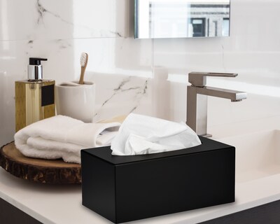 Alpine Industries Black Acrylic Facial Tissue Box Containers, 2/Pack (408-BLK-2PK)