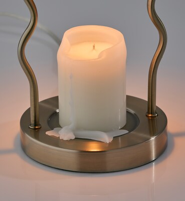 Simplee Adesso Chiara Candlewarmer 13.5" Halogen Table Lamp, Antique Brass (SL1192-21)
