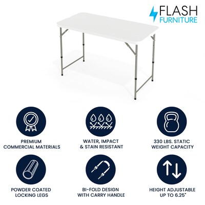 Flash Furniture Elon Folding Table, 47.75 x 23.75, Granite White (DADYCZ122Z2)