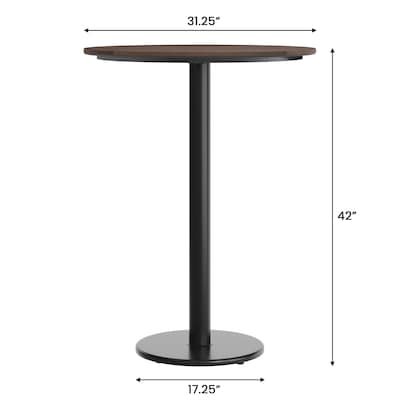 Flash Furniture Acadia 31.25" Round Wooden Dining Table, Dark Brown/Black Base (STRD31WBRTR18B)
