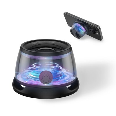 Portable Wireless Speaker Compact RGB Clip-On IPX5 Splash-Resistant Black
