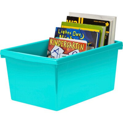 Storex Plastic Medium Classroom Storage Bin, 16.75"x 11.87"x 8.28", Teal, Pack of 2 (STX61478U06C-2)