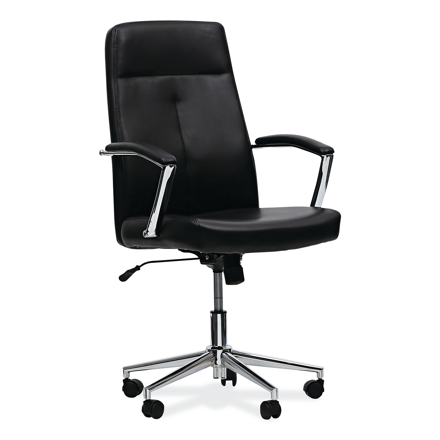 Alera® Fixed Arm Leather Task Chair, Black (ALEWS4116)