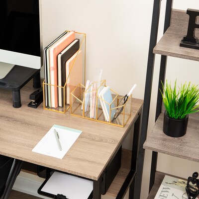 Mind Reader 4-Compartment Glass Pen Holder, Gold (MENO-GLD)