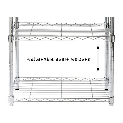 Honey-Can-Do 3-Shelf Metal Unit, 24"W, Chrome (SHF-01903)