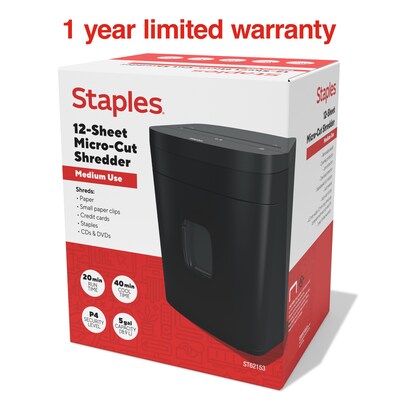 Staples 12-Sheet Micro-Cut Multi-Media Shredder (ST62153)