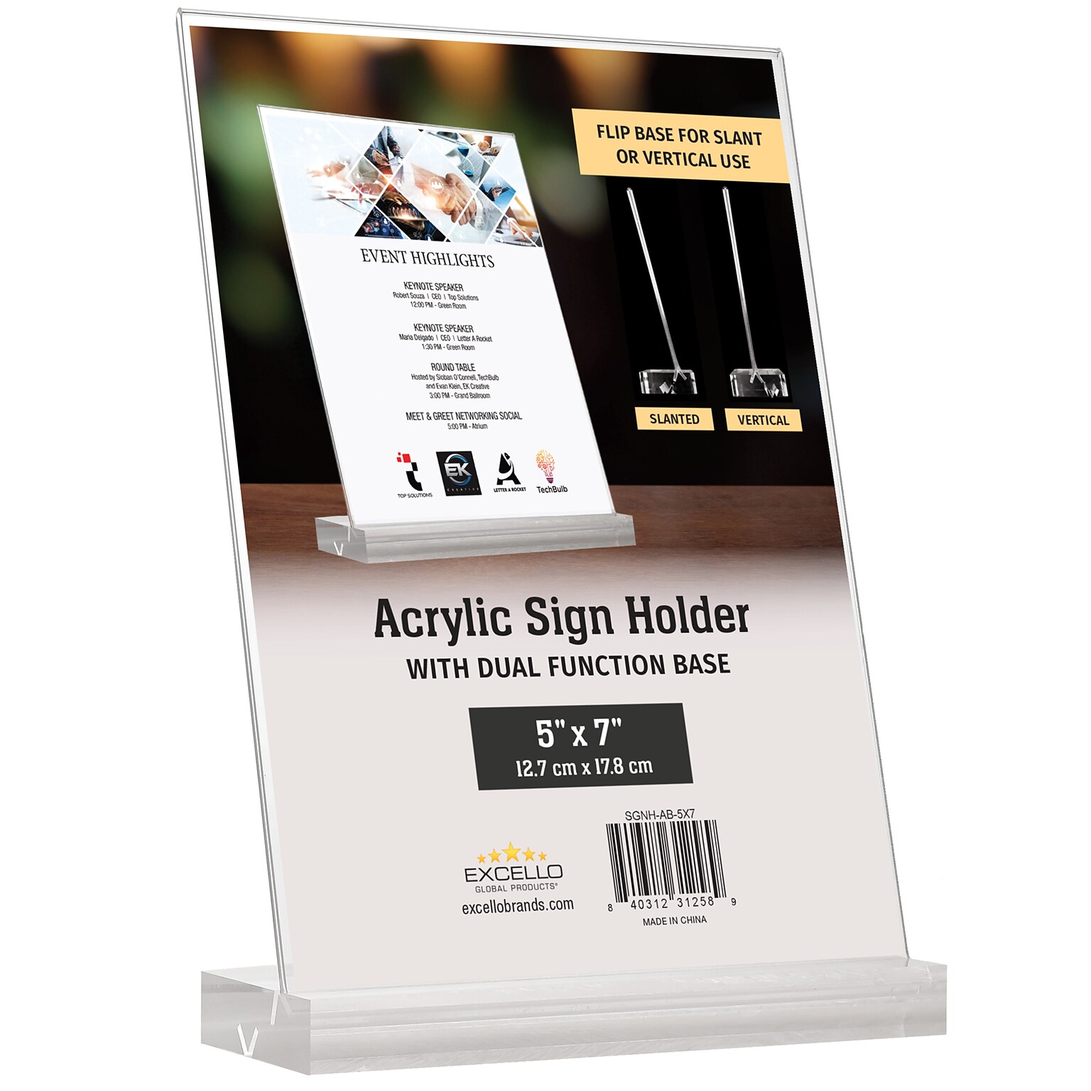 Global Printed Products Generic Holder, 5 x 7, Vertical, Table Top/Countertop, Clear Acrylic (SGNH-AB-5X7)