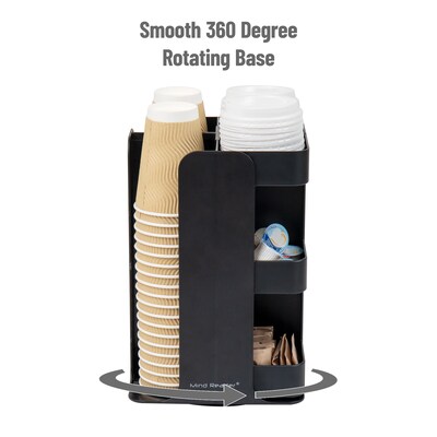 Mind Reader Plastic 8-Compartment Cup and Condiment Carousel Countertop Organizer, Black (CUPOSPIN-BLK)