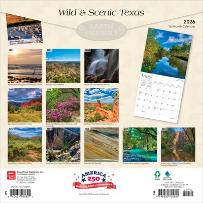 2026 BrownTrout Texas Wild & Scenic 12 x 12 Monthly Wall Calendar (9798330705825)