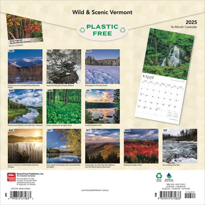 2025 BrownTrout Vermont Wild & Scenic 12 x 12 Monthly Square Wall Calendar (9781975475833)