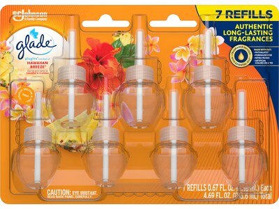 Glade PlugIns Scented Oil Refill, Hawaiian Breeze, 0.67 Fl. Oz., 7/Pack (350767)