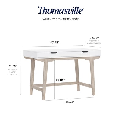 Thomasville Furniture Whitney 48"W Writing Desk, Snowy White (SPLS-WH48D-TV)