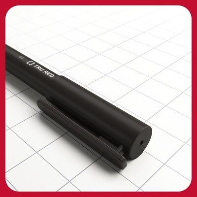 TRU RED™ Quick Dry Gel Pens, Fine Point, 0.5mm, Black, Dozen (TR54471)