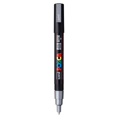POSCA PC-3M Water Based Paint Marker, Fine Bullet Tip, Silver, 3/Pack (UBCPC3MSILVER-3)