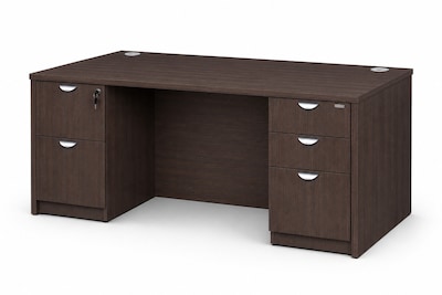 Boss Office Products 66 Desk with Box/Box/File Pedestal and File/File Pedestal, Mocha (GROUPA22-MOC)