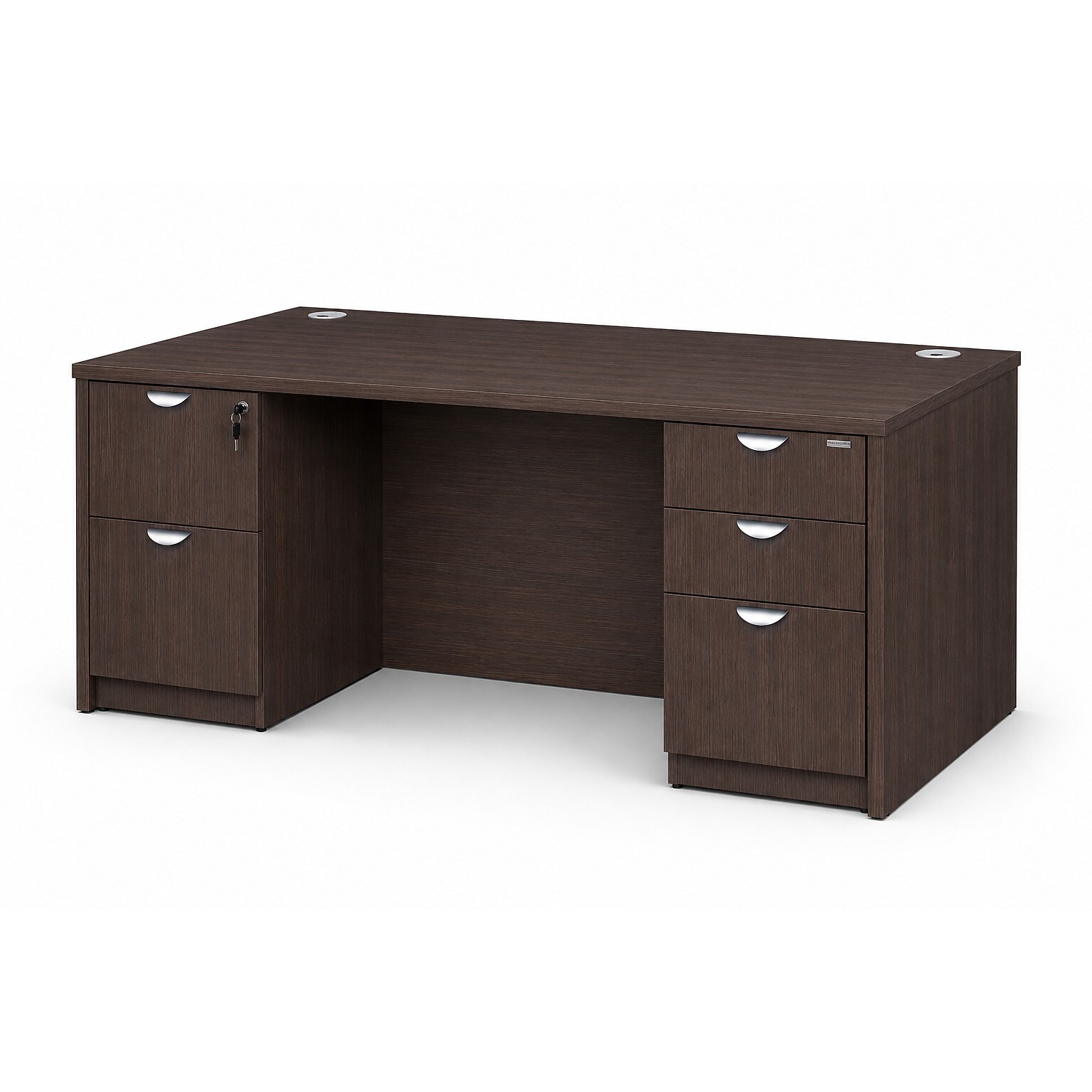 Boss Office Products 66 Desk with Box/Box/File Pedestal and File/File Pedestal, Mocha (GROUPA22-MOC)