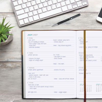 2027 Excello Brands 8" x 10" Weekly & Monthly Planner, Paperboard Cover, Brown/Black (NRY27-PK810-BN)