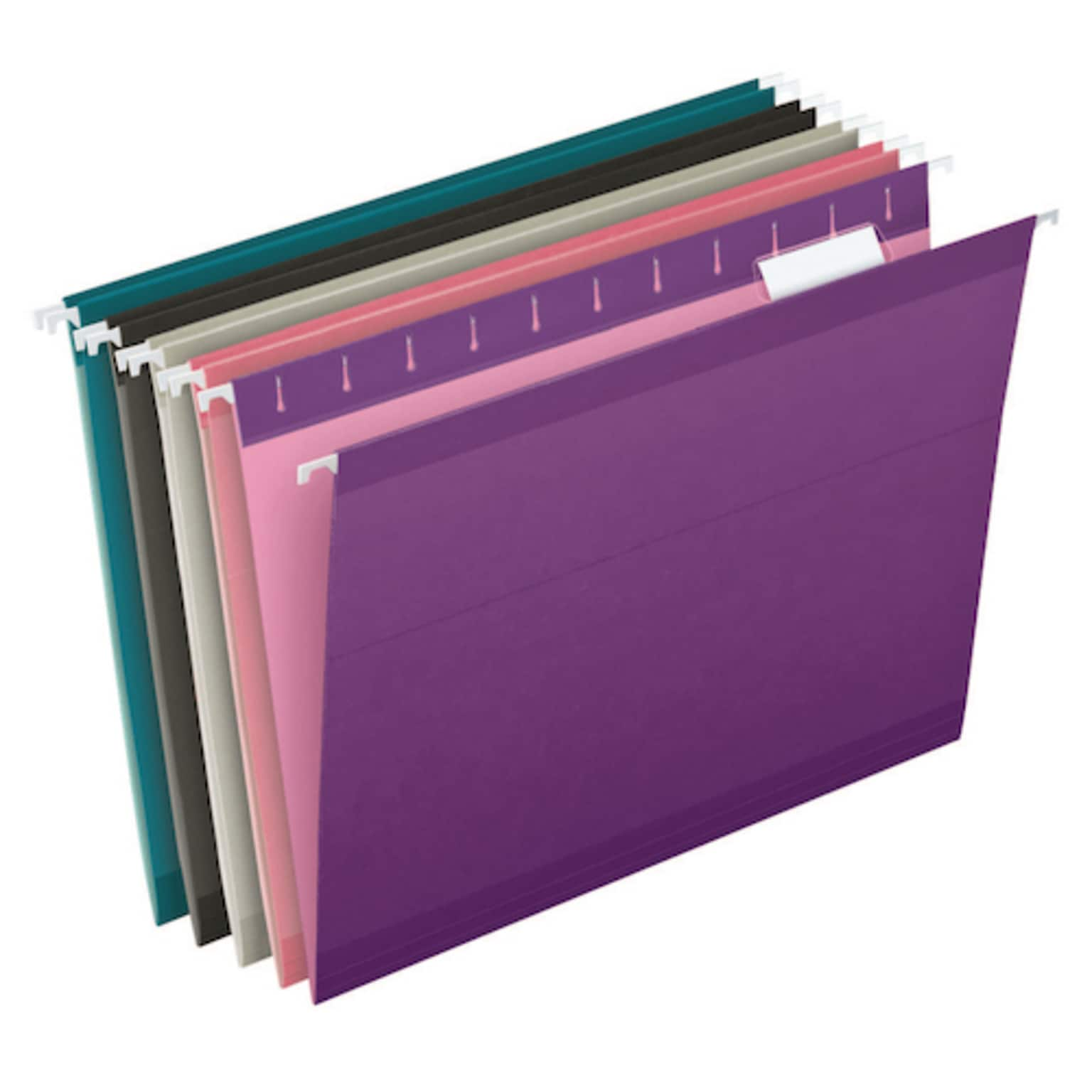 Pendaflex Reinforced Hanging File Folders, 1/5 Tab, Letter Size, Assorted Jeweltone Colors, 25/Box (PFX 4152 1/5 ASST2)